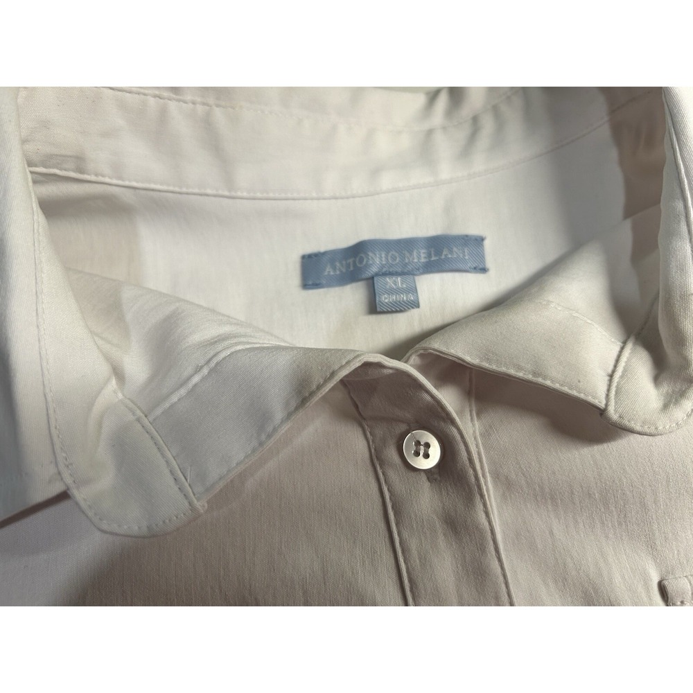 Antonio Melani Top Cropped Twisted Blouse Button Sz XL White EUC Whimsigoth Y2K - Picture 9 of 12